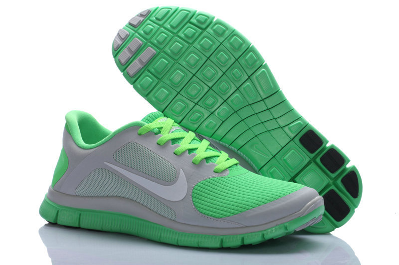 Hot Nike Free4.0 Men Shoes Silver/White/Lawngreen